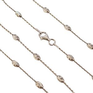 Delicate Sterling Floating Diamond Cut 34" Link Chain Necklace